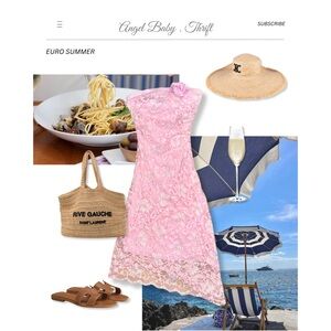 *SOLD* Vintage Y2K 90s Cottage Vacation Mermaid Whimsical Rose Pink Lace Dress